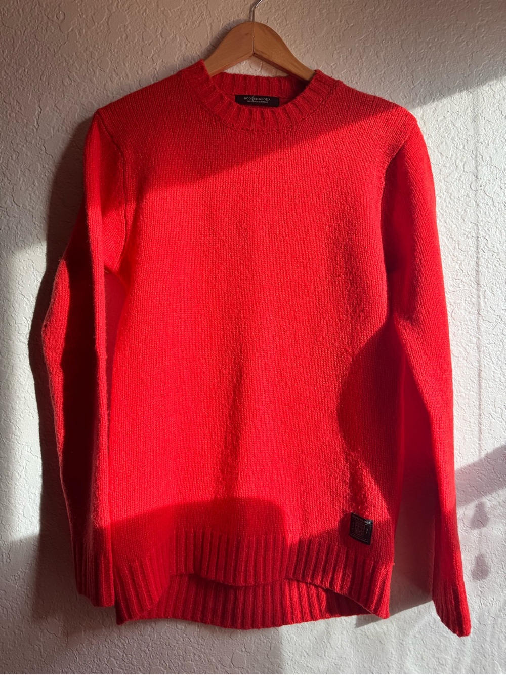 Scotch & Soda Orange Red Ribbed Crewneck Sweater